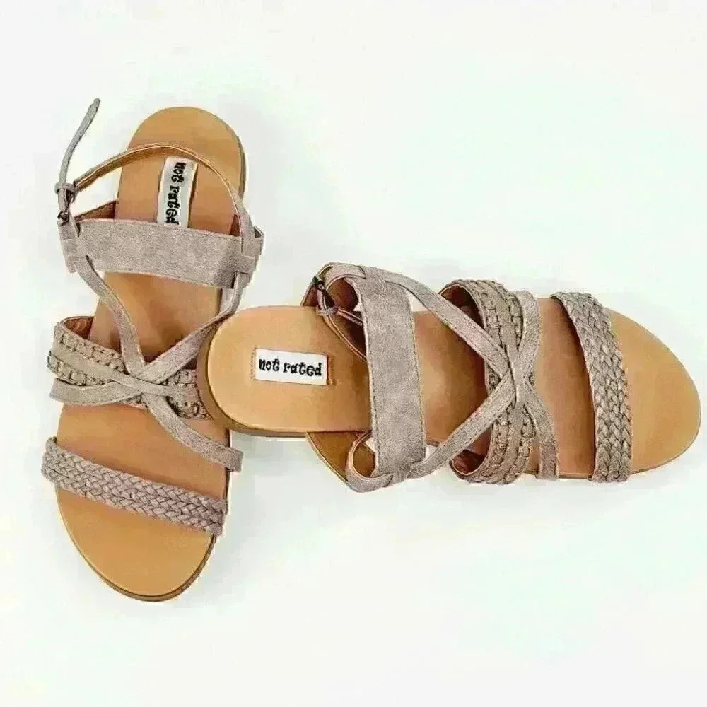 Not Rated Women's Sandals Size7 Grey Manmade Linning & Upper - Picture 4 of 8